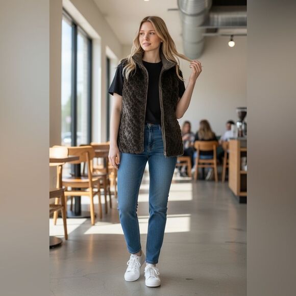 EUC - Chico’s Women’s Brown Faux Fur Vest - Size Large 12/14 - Picture 2 of 7